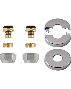 DRL aansluitset 16 mm x 2 mm alu-inlage met rozet chroom