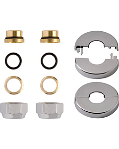 DRL aansluitset 15 mm tbv Cu-/CV-buis met rozet chroom